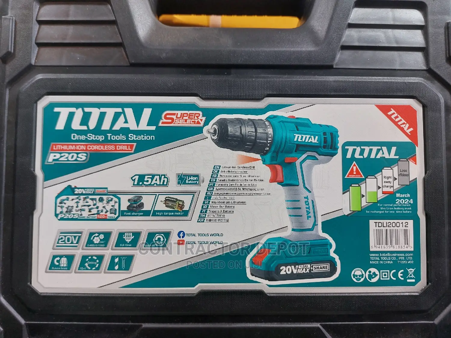 TOTAL Lithium-Ion Cordless Drill 20v