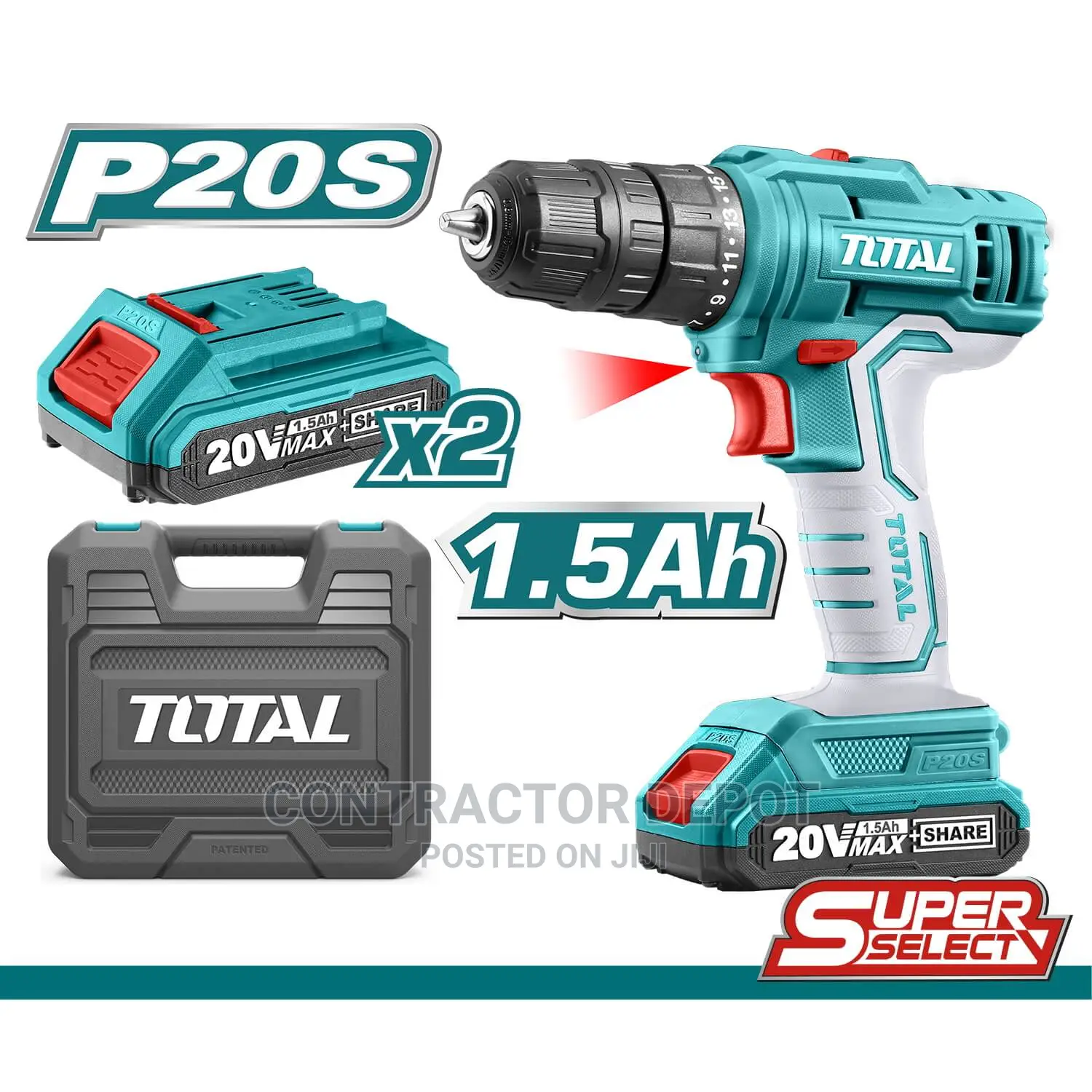 TOTAL Lithium-Ion Cordless Drill 20v
