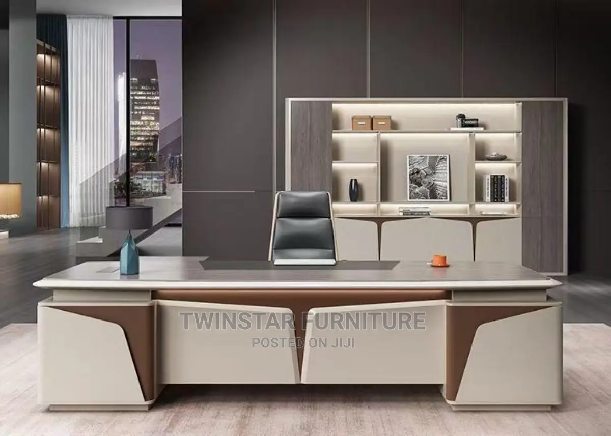 New Modern Executive Office Table 2.4mtr With Bookshelve