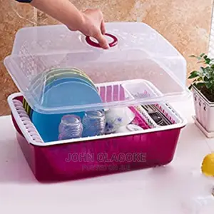 Dish Drying Rack With Lid Cover, Kitchen Plate Cup .