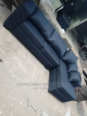 L Shaped Black Pillow Back Sofa