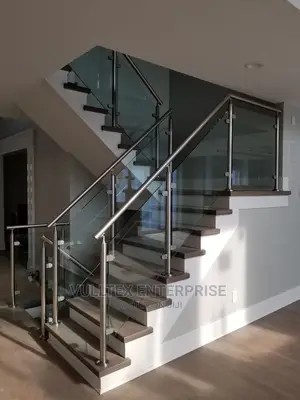 Plain Glass and Stainless Steel Framed Staircase Rail
