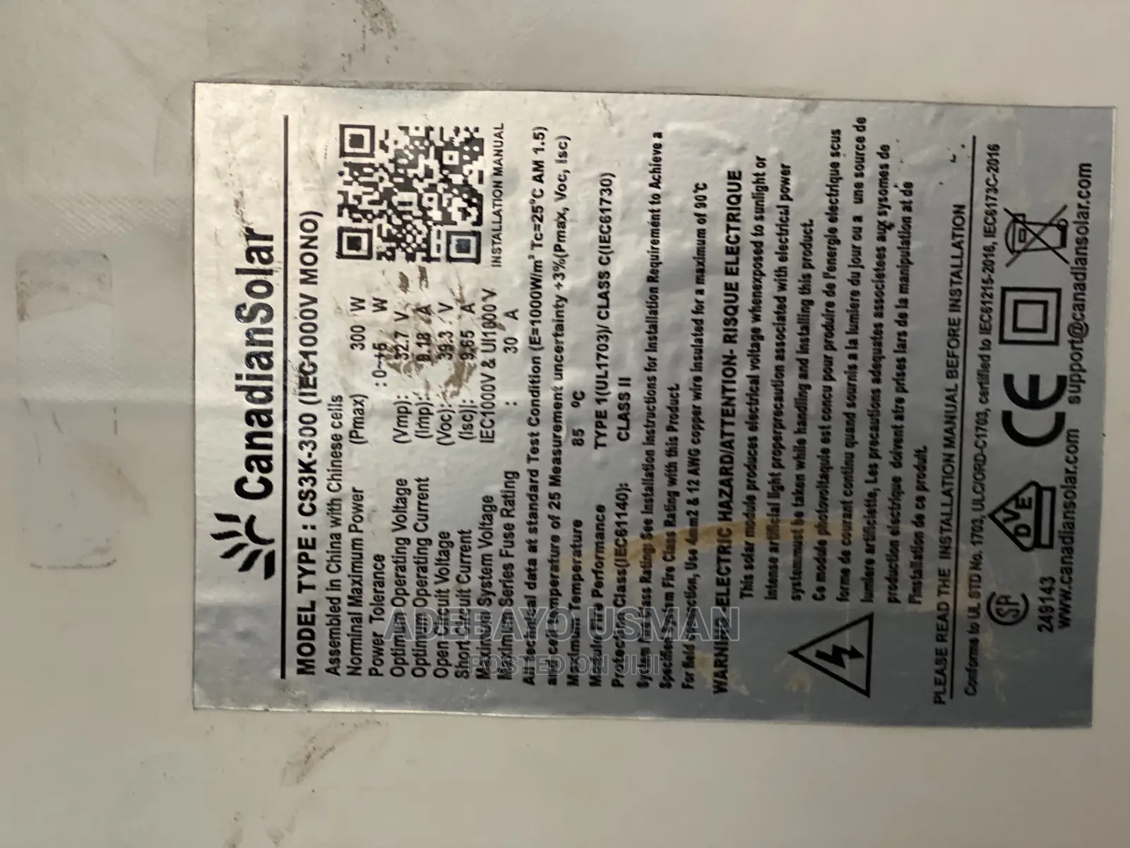 250 Watts Canadian Solar Panel