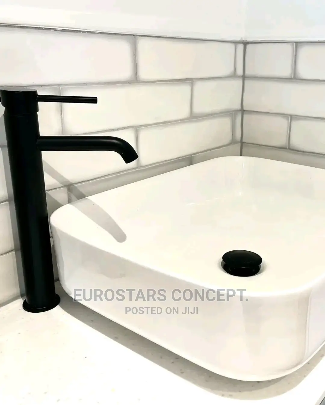 Long Black Basin Mixer Tap