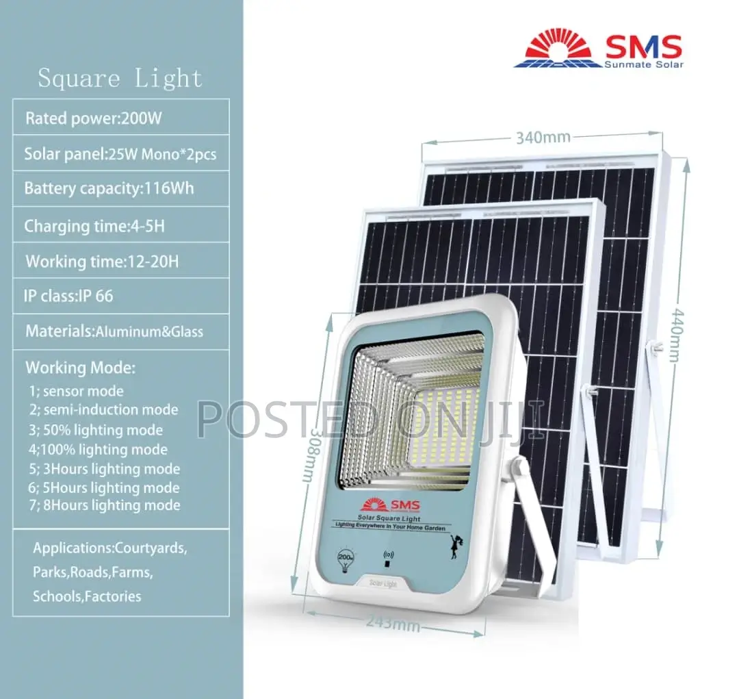 SMS Solar 200w Square Solar Flood Light