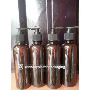 250ml Amber Plastic Black Pump Cap