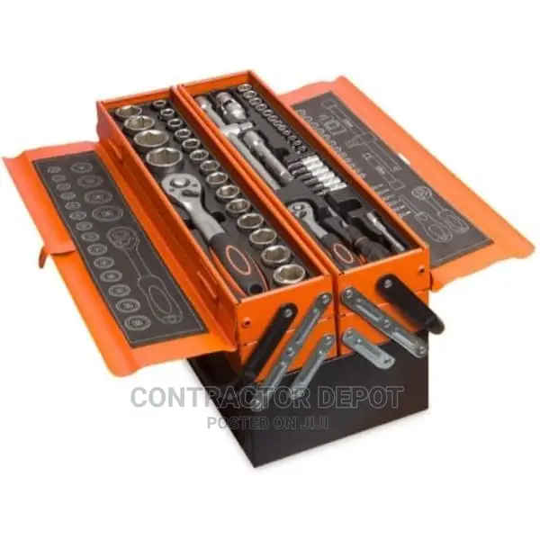 Folding Metal Tool Box With 85 Tool Sets