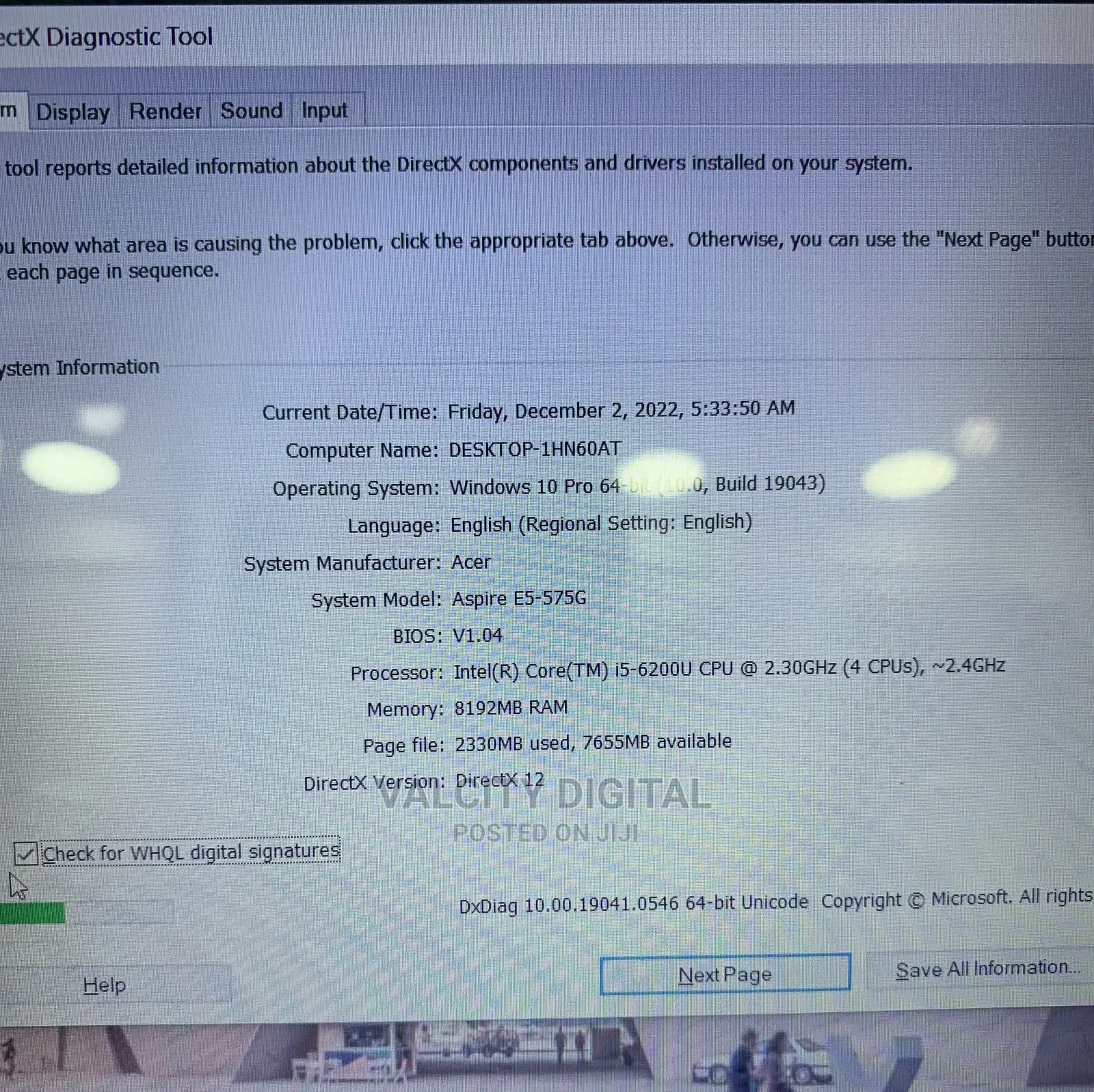 Laptop Acer Aspire E5-575g 8GB Intel Core I5 SSD 256GB