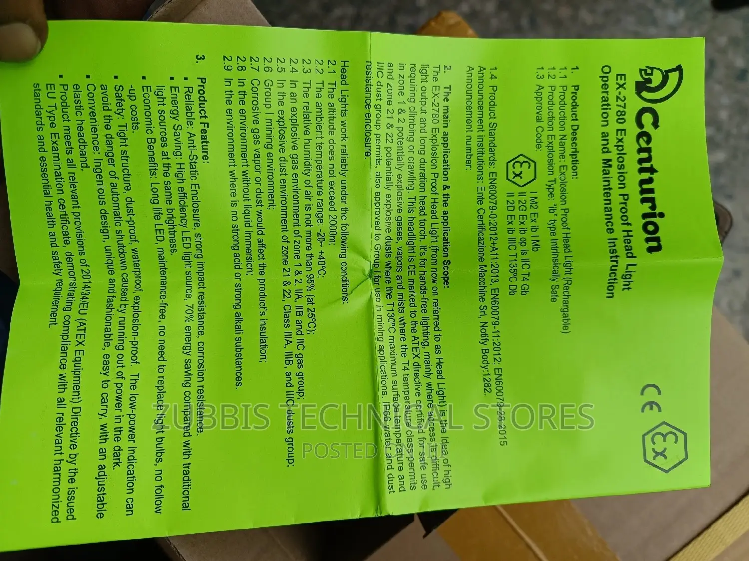 Centurion Head Torch Ex-2780 Explosion Proof