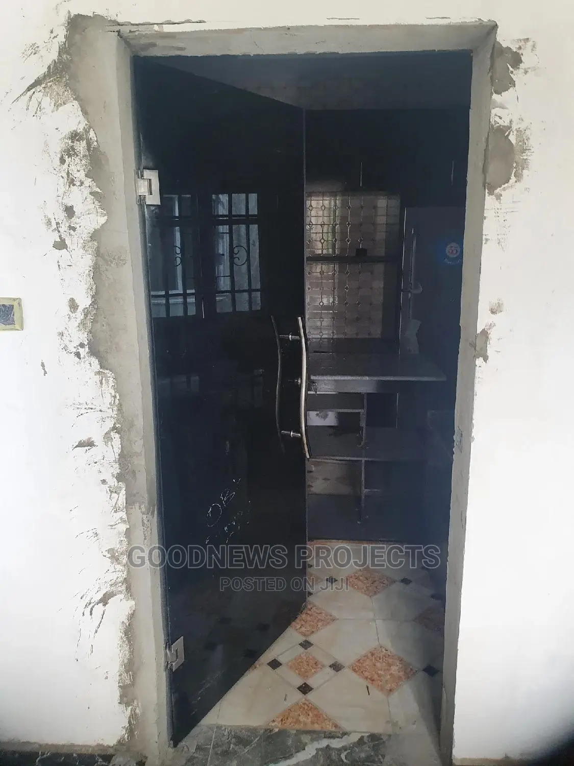 Frameless Single Black Glass Door