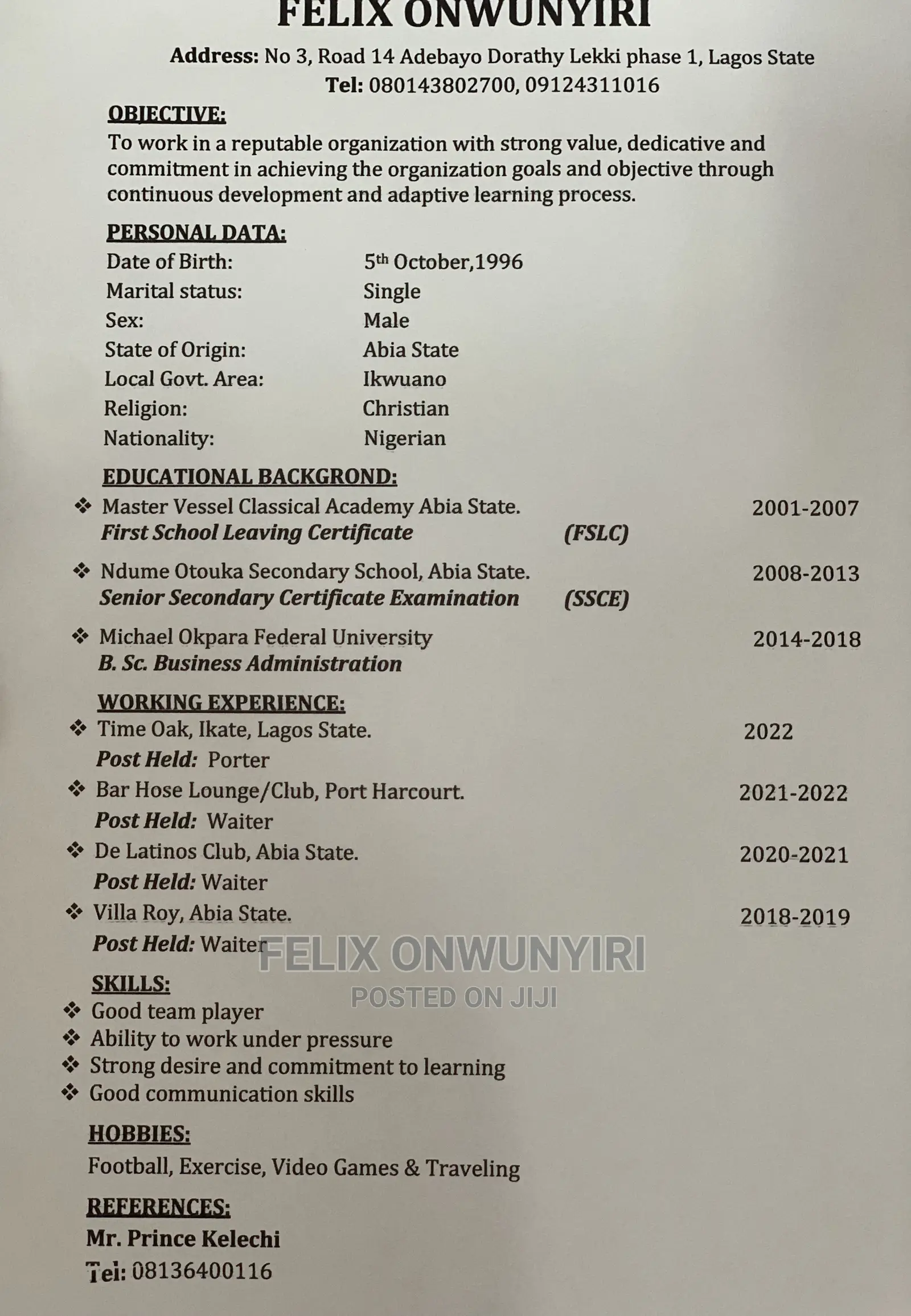 Customer Service CV