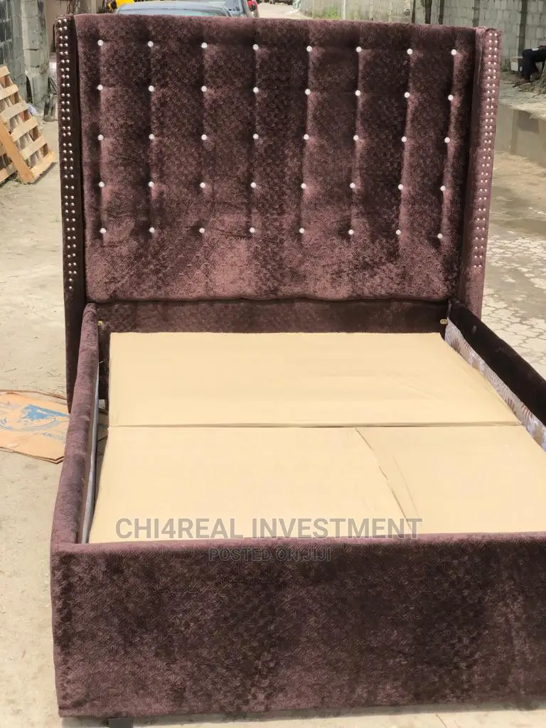 4 and Half by 6 Fabric/Suede Solid Bedframe
