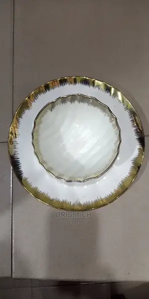 Gold Flat and Soup Bowl