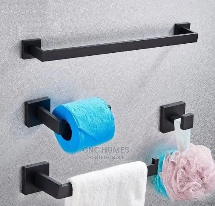 Black Towel Rail,Tissue Paper Holder, Hook in AmuwoOdofin Plumbing