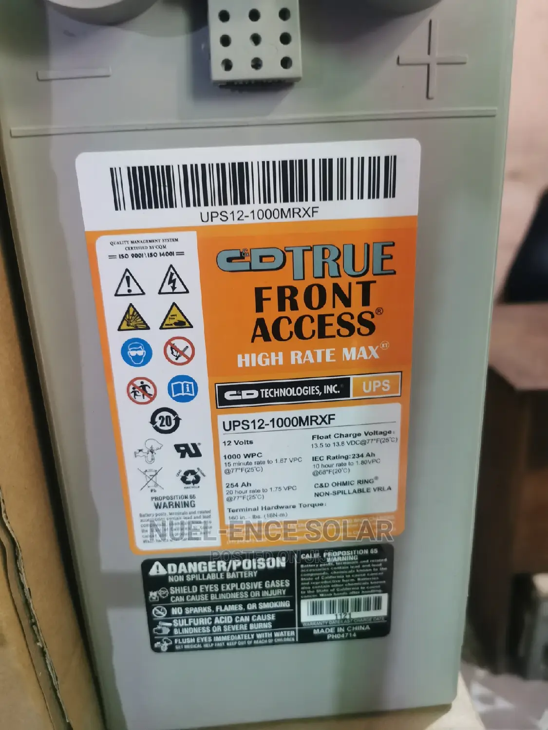 12v 254ah Front Access Gel Battery