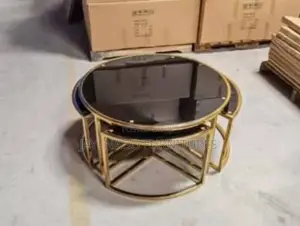 Executive Glass Center Table With Three Side Table
