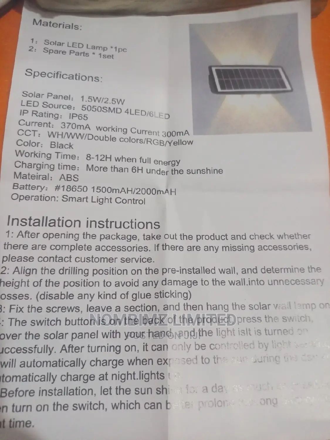 Unique Up Down 6 Lights Outdoor LED SOLAR Wall Light