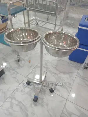Medical Stainless Steel Wash Basin Stand Double Bowl