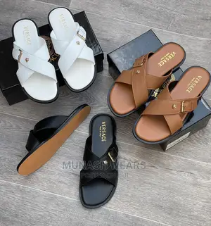 Louis Vuitton and Versace Leather Slipers