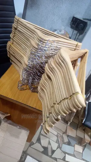 Neat Bundles of Wooden Clothes Hangers