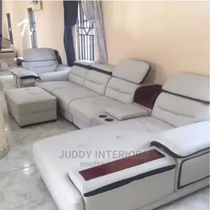 Luxury L-Shaped Living Room Leather Sofa Chair.
