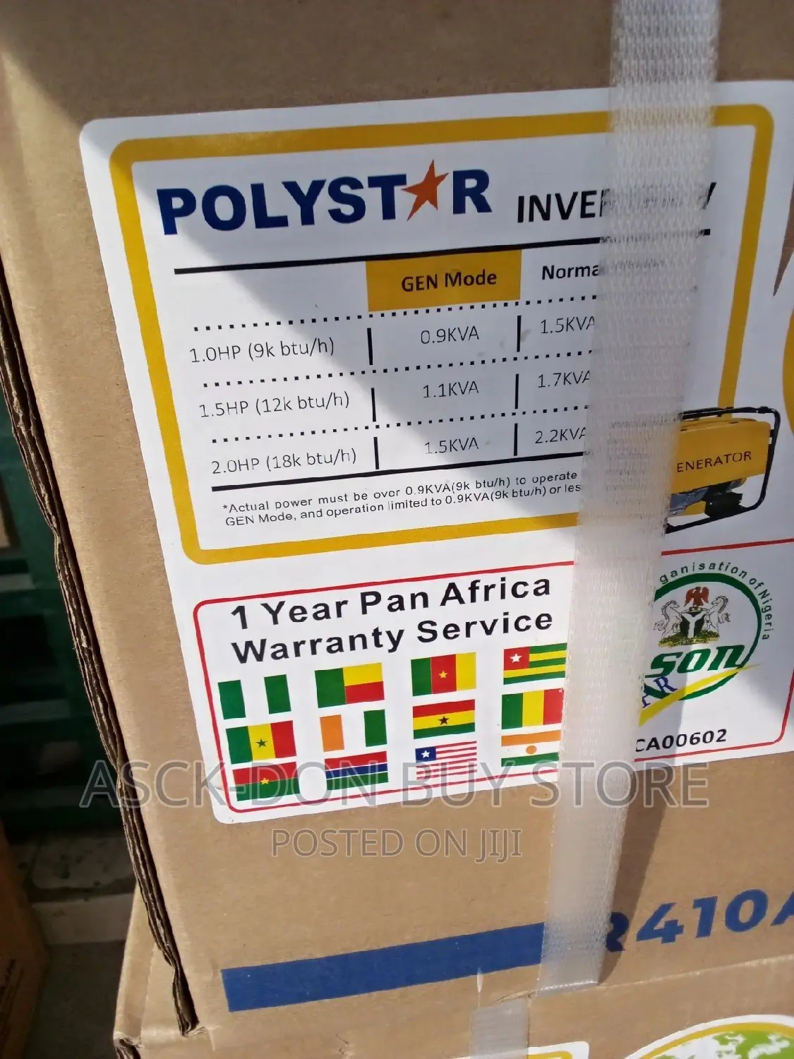 Polystar 1hp Inverter Turbo Cooling Generator Cool Air Con