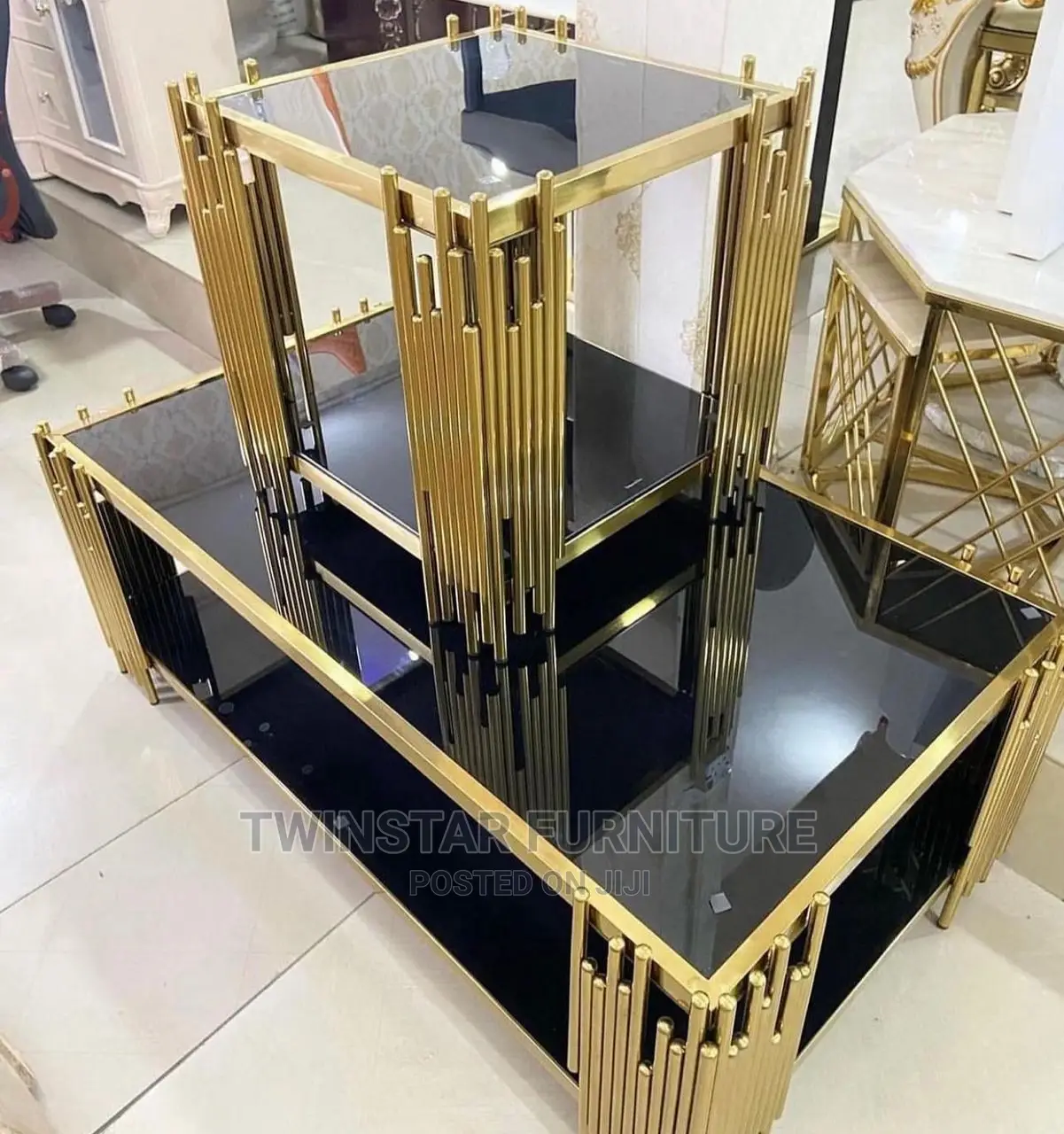 Royal Golden Frame Table and Side Stools