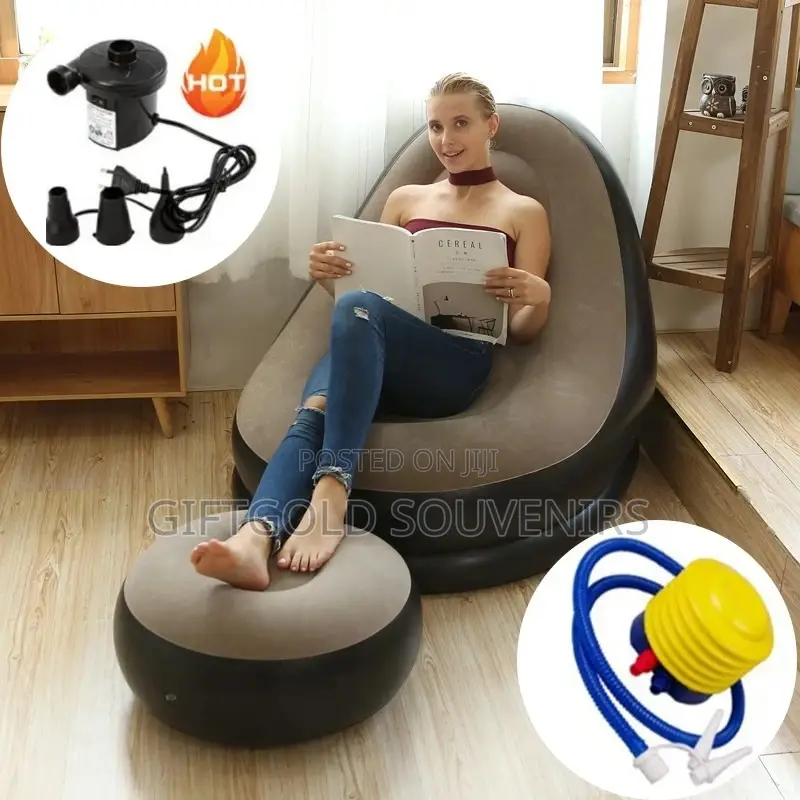 Inflatable Sofa With Foot Stool, Electric Pump