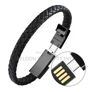 Leather USB Charging Cable And Data Transfer Wristband