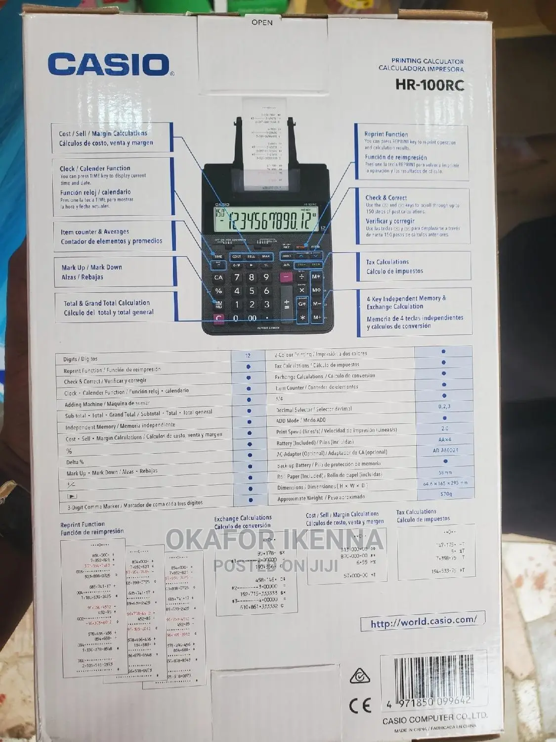 Casio Printing Calculator Hr-100rc
