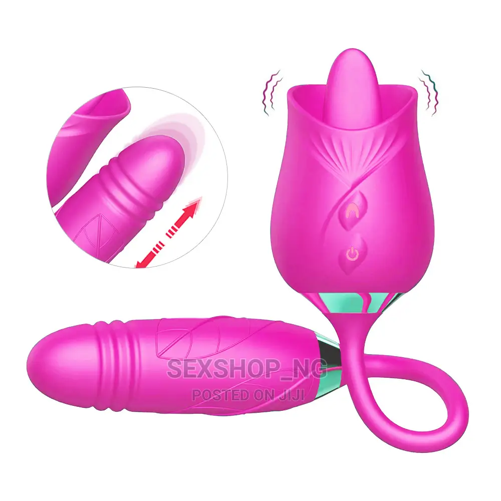 2in1 Rose Licker Plus Thrusting Dildo Vibrator