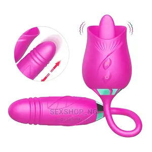 2in1 Rose Licker Plus Thrusting Dildo Vibrator