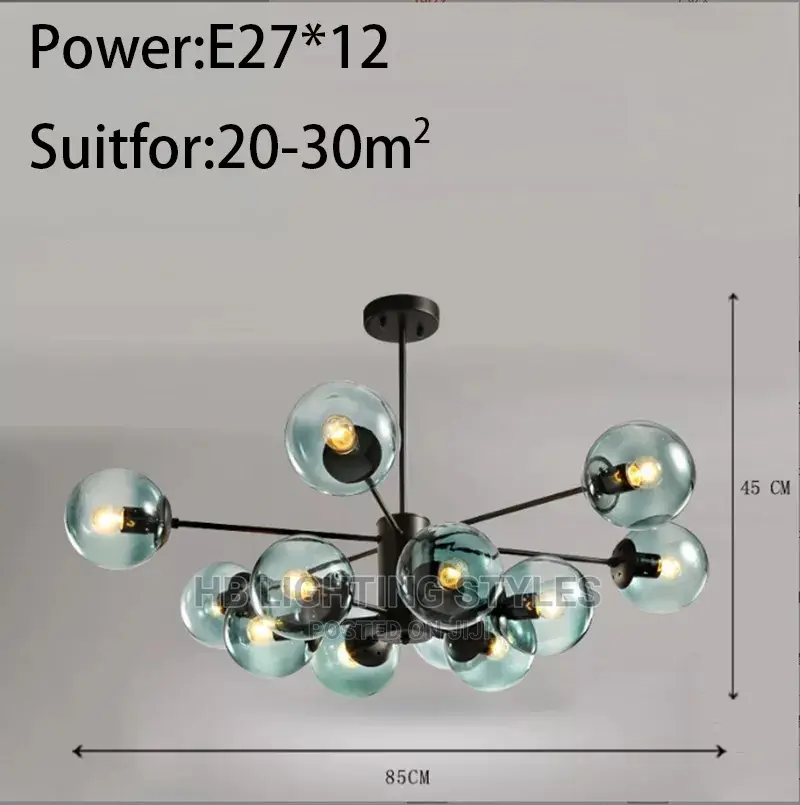 Modern Nordic Magic Beans E27 Black Gold Chandelier Light