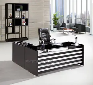 Quality L-Shaped Executive Office Table With Drawers.
