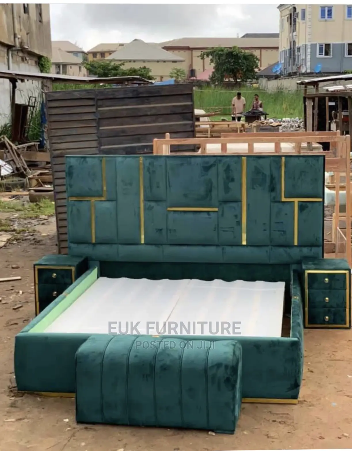 6 by 6 Bedframe With Ottoman and Beside Drawer
