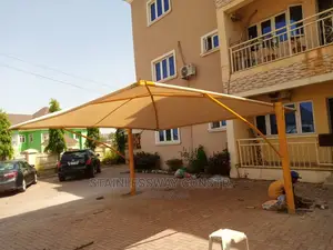 Yellow Coated Carport for 2 Cars