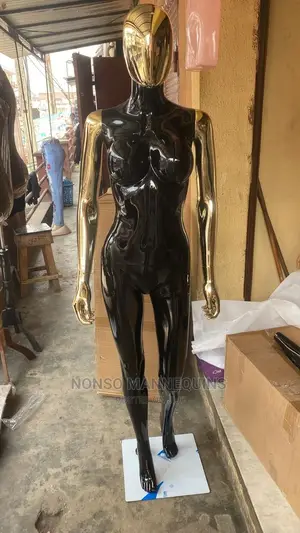 Glossy Black and Gold Chrome Female Size 8 Mannequin