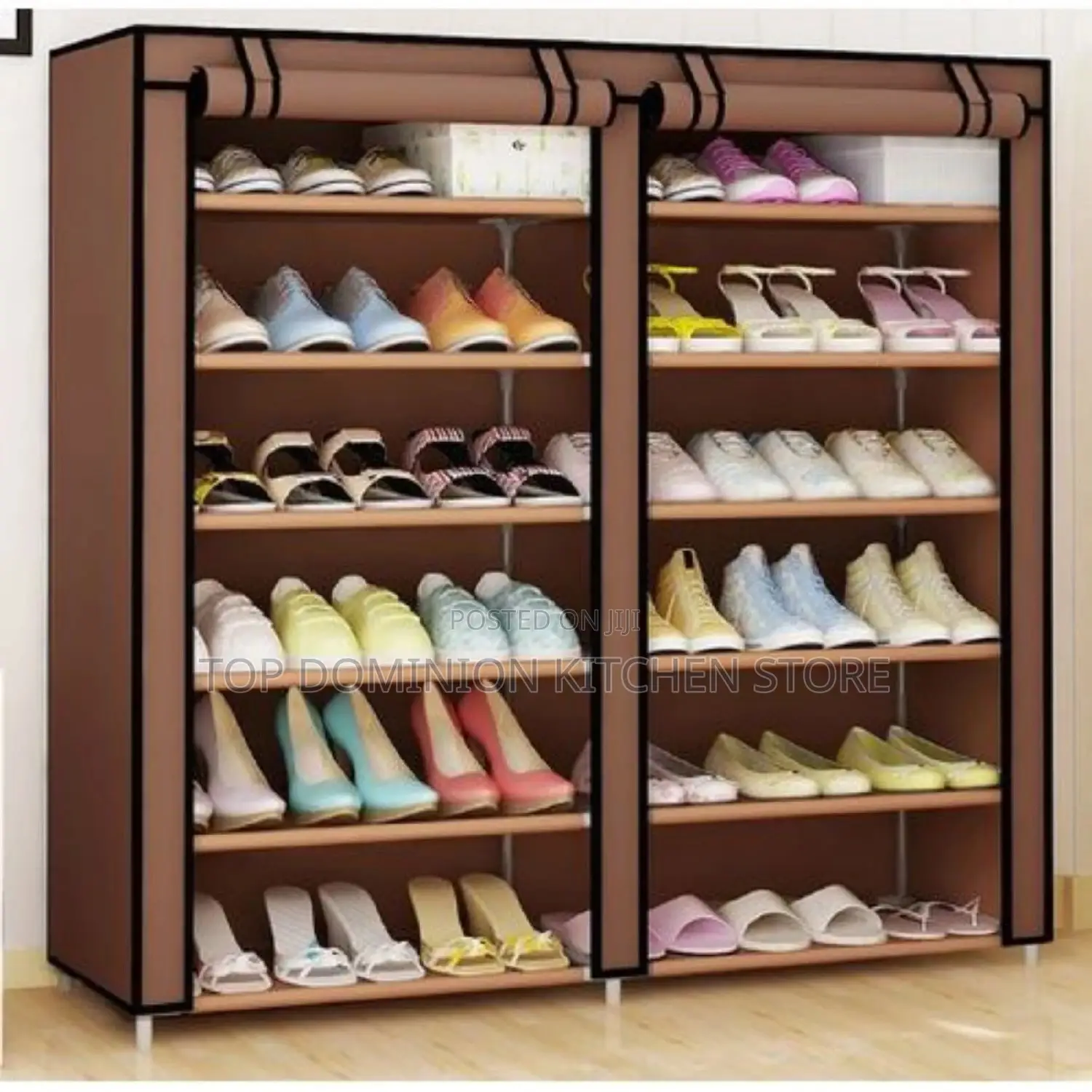 Dust Proof Shoe Rack-Double Sided 6 Tier