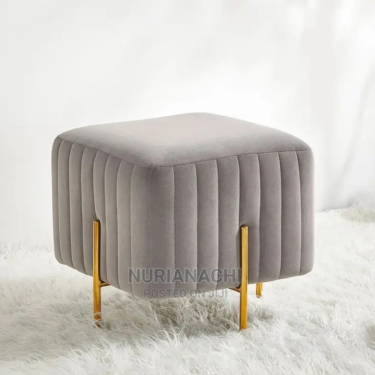 Square Pouf With Gold Stand