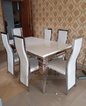 Quality 6 Seater Marble Top Dinning Set.