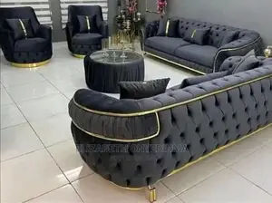 Luxury Set Of Living Room Fabric Sofa Chair.
