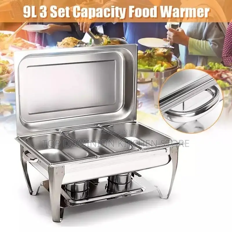 3 Divided Large Chaffing Dishes (9liter)