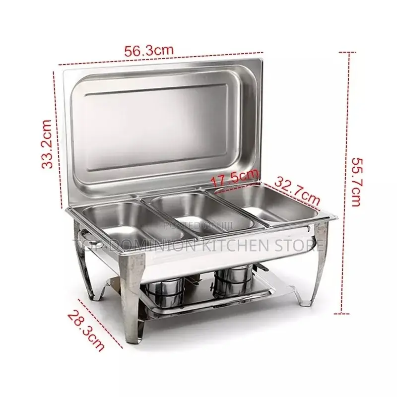 3 Divided Large Chaffing Dishes (9liter)