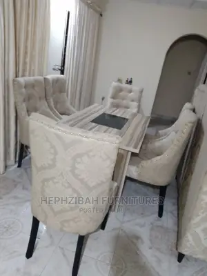 6 Seater Damask Fabric Dining Set
