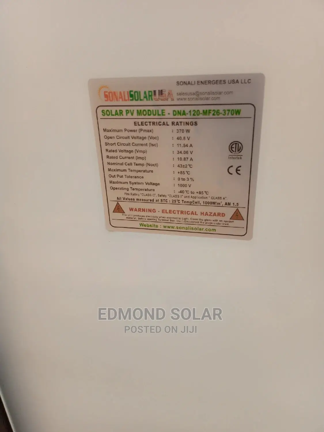 Sonali Solar Panel 370W