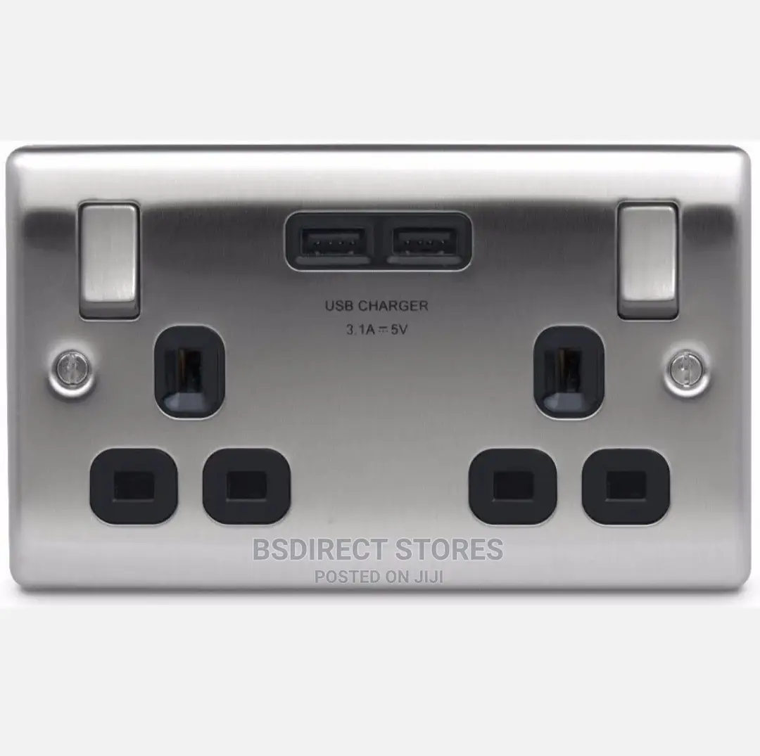 British General Nexus 13A 2 Gang Switched Socket PLUS USB
