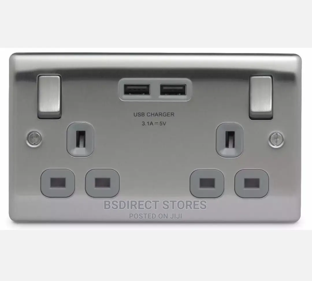 British General Nexus 13A 2 Gang Switched Socket PLUS USB