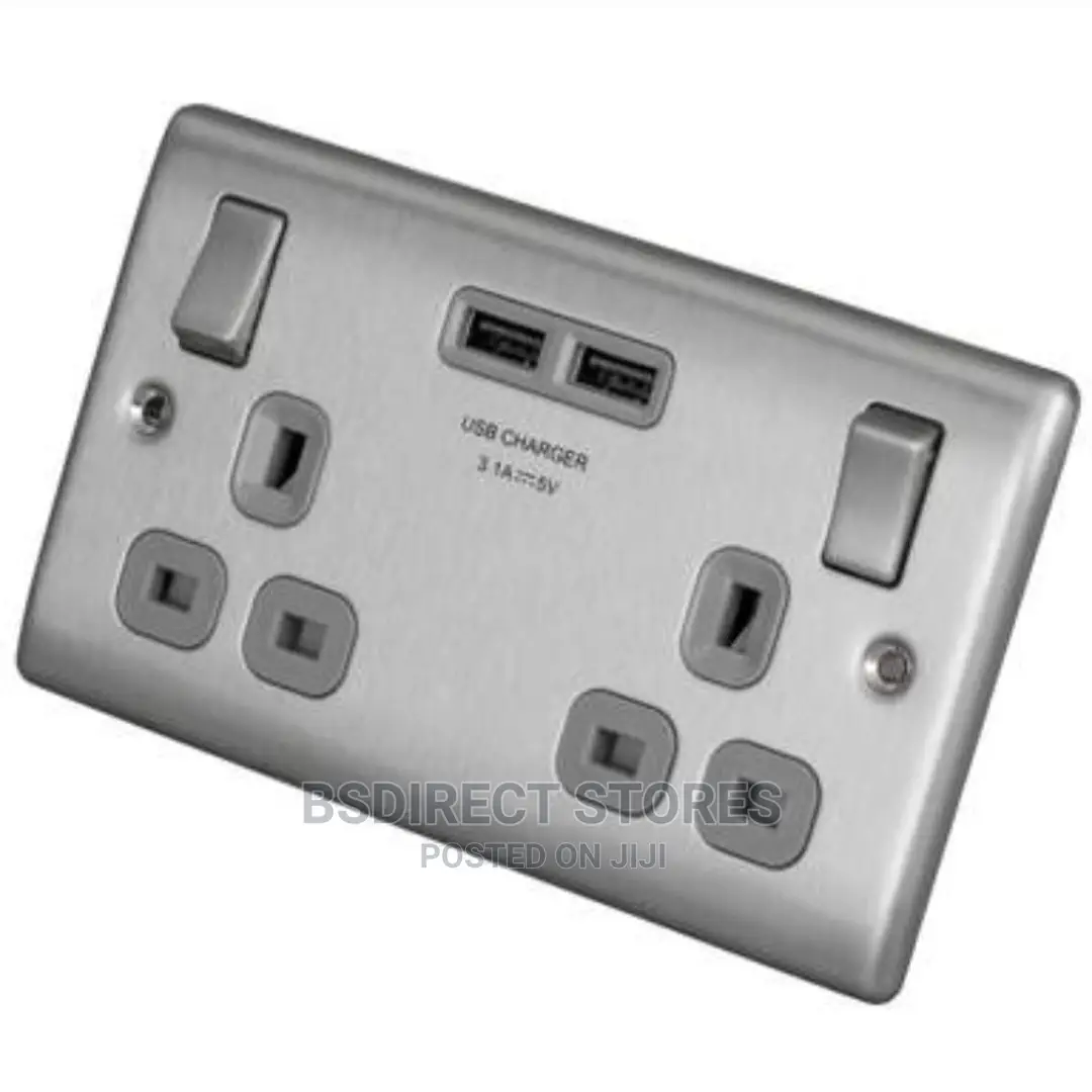 British General Nexus 13A 2 Gang Switched Socket PLUS USB