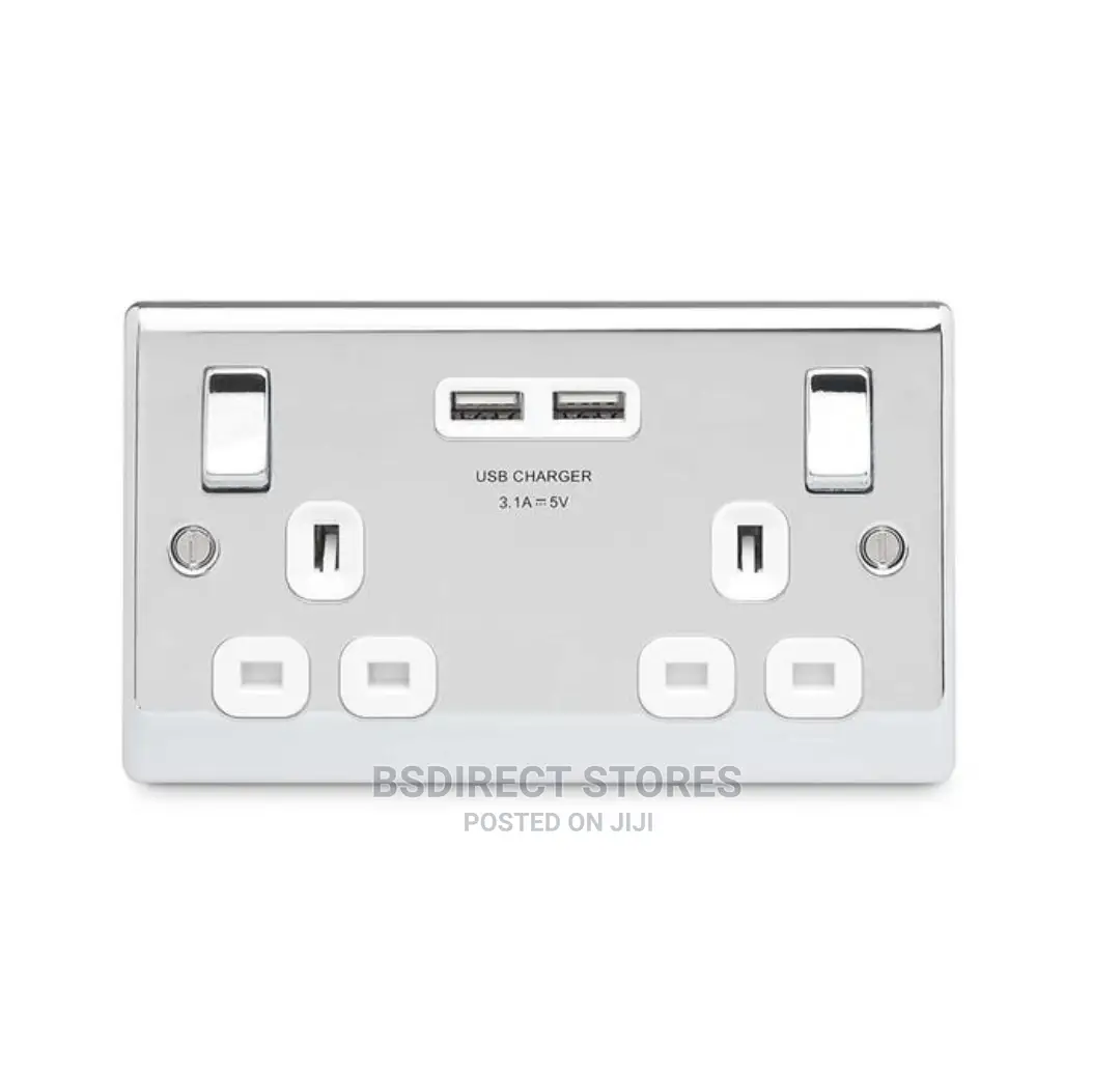 British General Nexus 13A 2 Gang Switched Socket PLUS USB