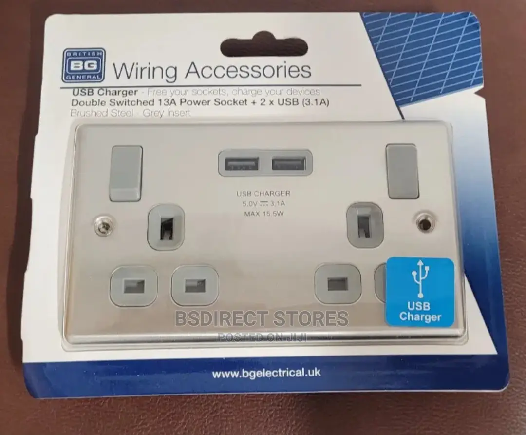 British General Nexus 13A 2 Gang Switched Socket PLUS USB